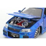 Fast & Furious Brian`s Nissan Skyline GT-R R34 2002 blau 1/24