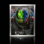 Mick Schumacher Bild mit handlackierter Carbonplatte Helm 2017