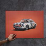 Affiche Porsche 911R - blanche - Tour de France 1969 - Colors of Speed