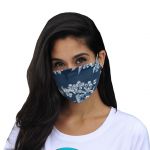 Mouth and nose mask Kiss Floral dark blue