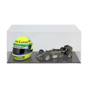 Showcase for 1 helmet in scale 1/2 and 1 model car in scale 1/18