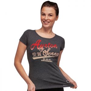 T-Shirt Ayrton Senna pour dames Gris Vintage