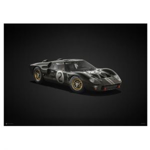 Poster Ford GT40 - Nero - 24h Le Mans - 1966 - Colors of Speed