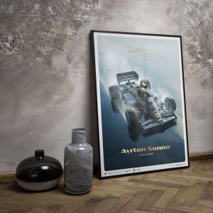 Poster Lotus 97T -  Ayrton Senna - Formula 1 Portogallo GP 1985 - Rainmaster