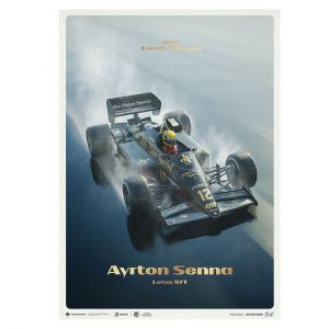 Affiche Lotus 97T - Ayrton Senna - Formule 1 Portugal GP 1985 - Rainmaster