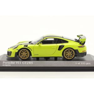 Porsche 911 GT2 RS Weissach Package 2018 verde ácido / llantas doradas 1/43