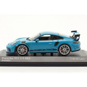 Porsche 911 GT3 RS 2018 miami blue / silver rims 1/43