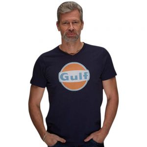 Gulf Camiseta V-Neck vintage azul oscuro