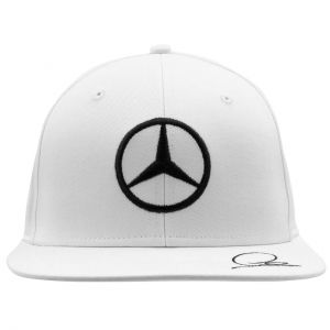Mercedes-AMG Petronas Driver Cap Hamilton Firma visiera piatta bianco