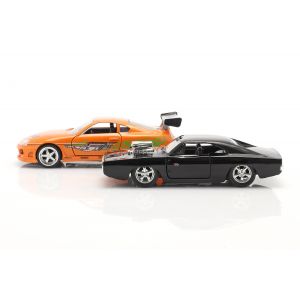 Fast & Furious 2-Car Set Brians`s Toyota Supra & Dom`s Dodge Charger 1/32