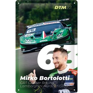 Cartello di latta Mirko Bortolotti #63 Grasser Racing Lamborghini Huracán GT3 Evo DTM 2022