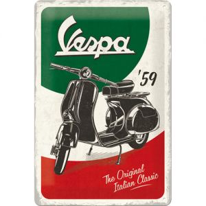 Cartel de hojalata Vespa - The Italian Classic 20x30cm