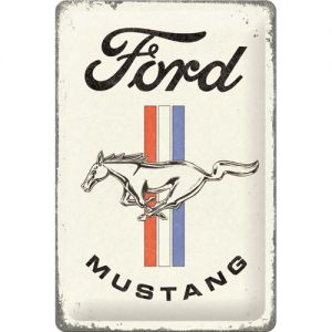 Metal-Plate Sign Ford Mustang - Horse & Stripes Logo 20x30cm