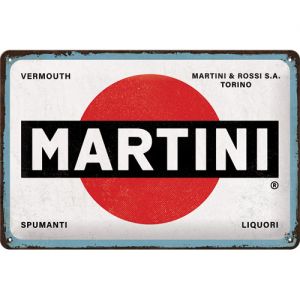 Metal-Plate Sign Martini - Logo white 20x30cm
