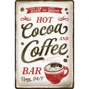 Metal-Plate Sign Hot Cocoa & Coffee 20x30cm