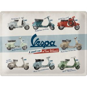 Cartel de hojalata Vespa - Model Chart 30x40cm