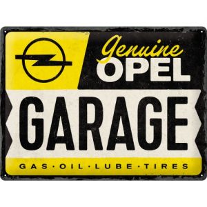 Cartel de hojalata Opel - Garage 30x40cm