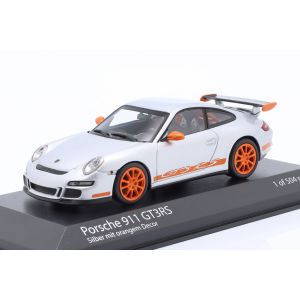Porsche 911 (997.1) GT3 RS Year 2006 silver / Decor orange 1/43