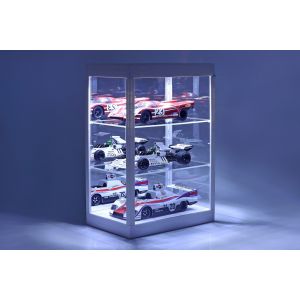 Vetrina con illuminazione a LED e specchio per automodelli in scala 1/18, 1/24, 1/43 bianco