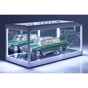 Vitrine individuelle avec éclairage LED et miroir pour modèles réduits de voitures à l'échelle 1/18 blanc