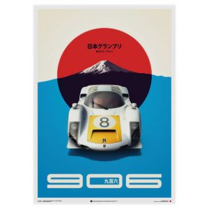Affiche Porsche 906 - blanc - GP du Japon - 1967