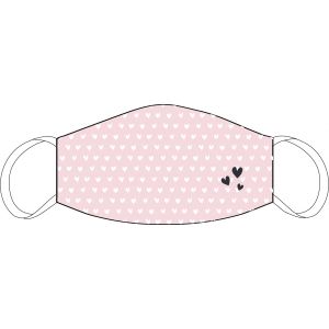 Mouth and nose mask little hearts pink